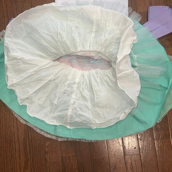 Oh Shana Handmade Mermaid Princess Dress 2T Sparkle Tulle Bow Built-In Petticoat - Picture 7 of 16